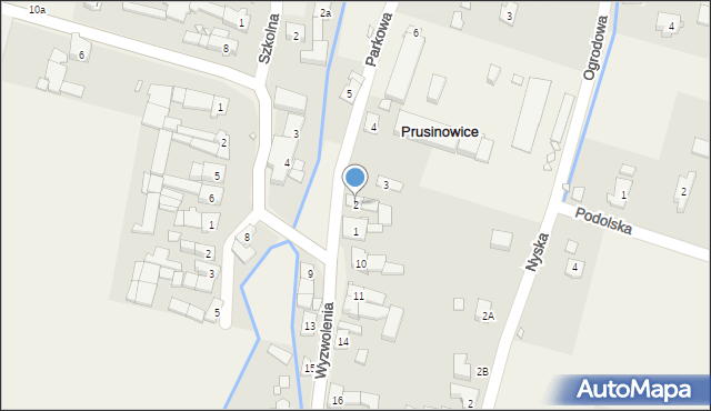 Prusinowice, Parkowa, 2, mapa Prusinowice