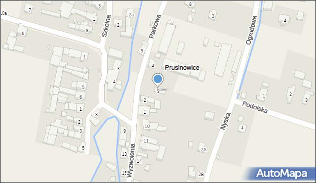 Prusinowice, Parkowa, 3, mapa Prusinowice