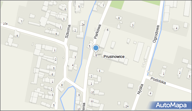 Prusinowice, Parkowa, 4, mapa Prusinowice