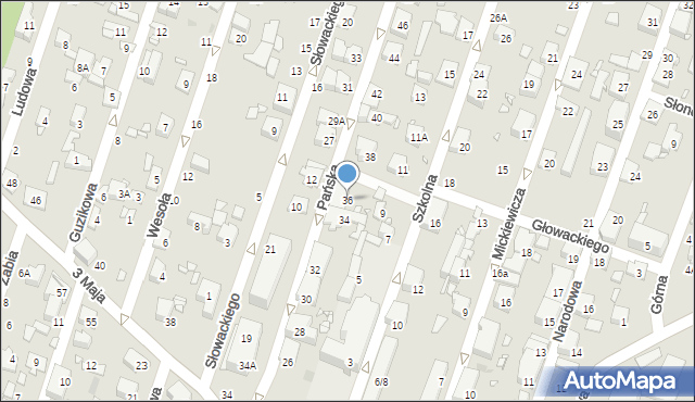 Pruszków, Pańska, 36, mapa Pruszków