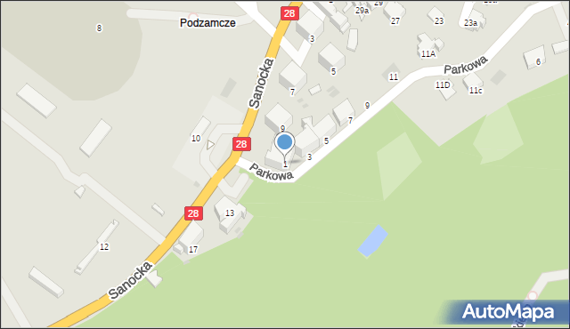 Przemyśl, Parkowa, 1, mapa Przemyśla