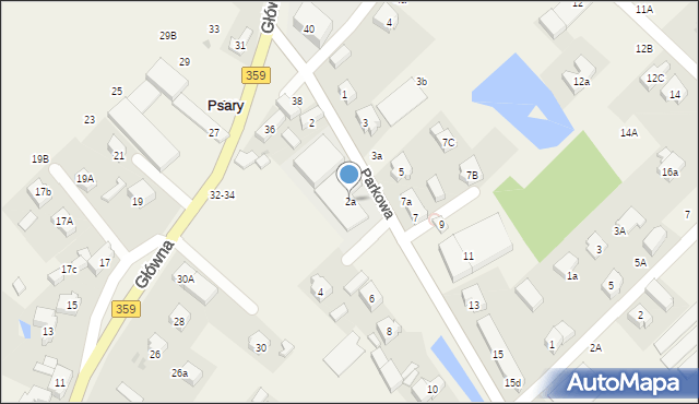 Psary, Parkowa, 2a, mapa Psary