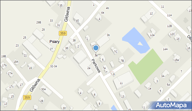 Psary, Parkowa, 3a, mapa Psary