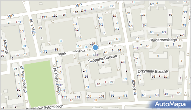 Pyskowice, Paderewskiego Ignacego Jana, 13/3, mapa Pyskowice