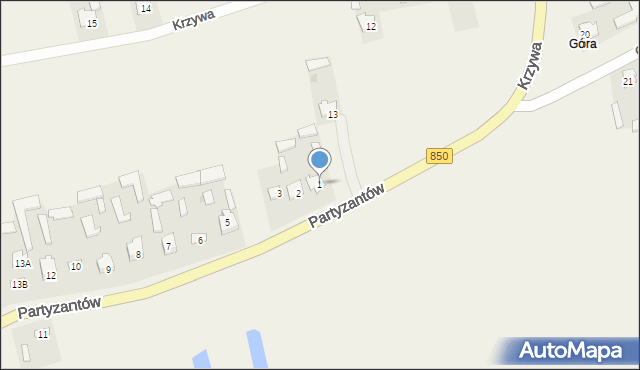 Rachanie, Partyzantów, 1, mapa Rachanie