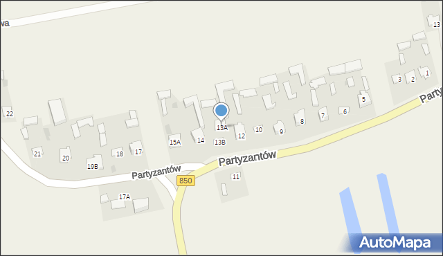 Rachanie, Partyzantów, 13A, mapa Rachanie