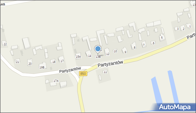 Rachanie, Partyzantów, 13B, mapa Rachanie