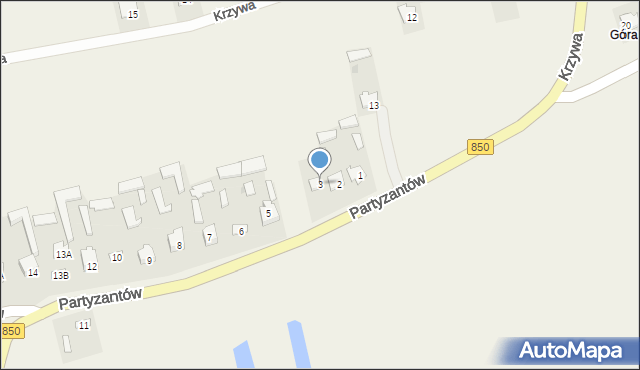 Rachanie, Partyzantów, 3, mapa Rachanie