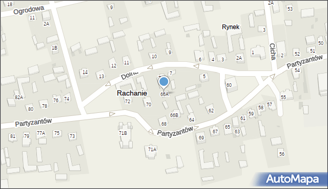 Rachanie, Partyzantów, 66A, mapa Rachanie