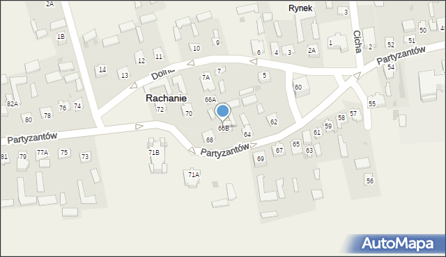 Rachanie, Partyzantów, 66B, mapa Rachanie