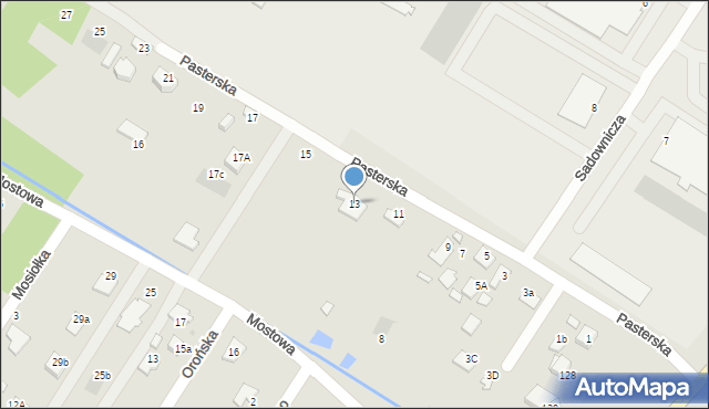 Radom, Pasterska, 13, mapa Radomia