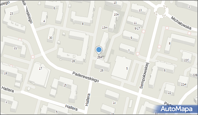 Radom, Paderewskiego Ignacego Jana, 26A, mapa Radomia