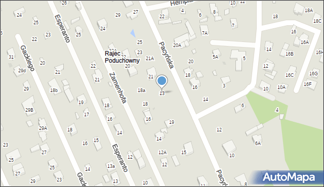 Radom, Pacyńska, 13, mapa Radomia