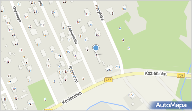 Radom, Pacyńska, 3, mapa Radomia