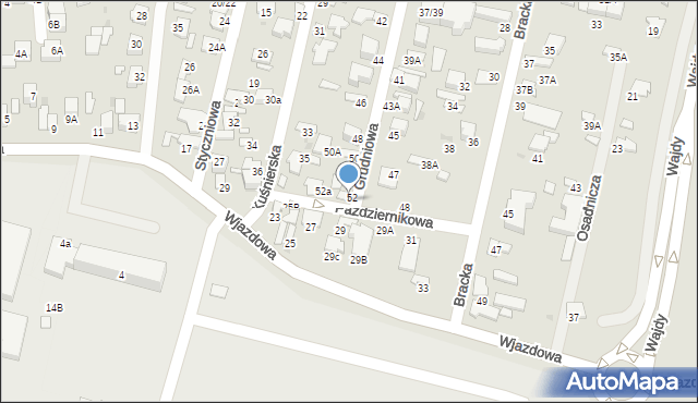 Radom, Październikowa, 52, mapa Radomia