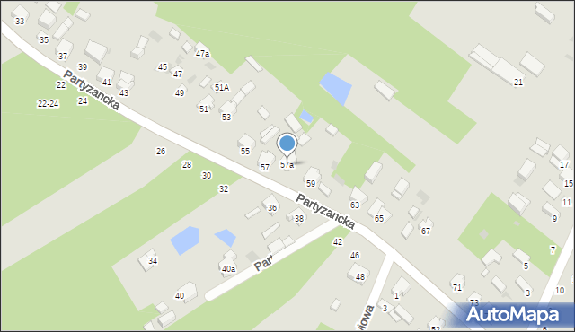 Radomsko, Partyzancka, 57a, mapa Radomsko