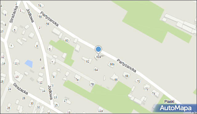 Radomsko, Partyzancka, 62a, mapa Radomsko