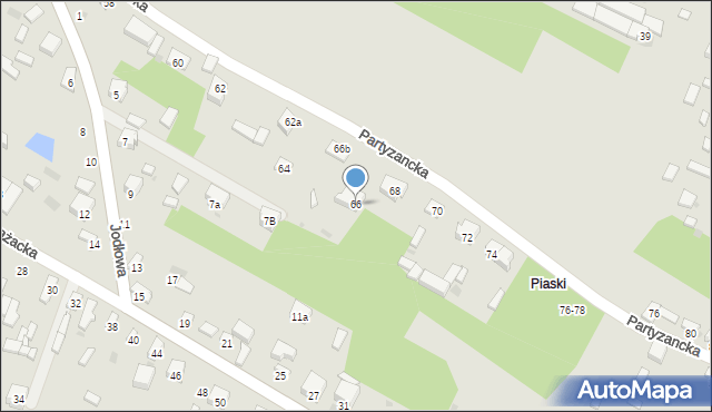 Radomsko, Partyzancka, 66, mapa Radomsko