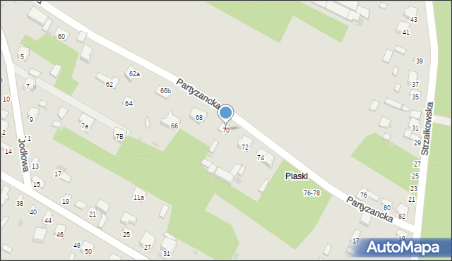 Radomsko, Partyzancka, 70, mapa Radomsko