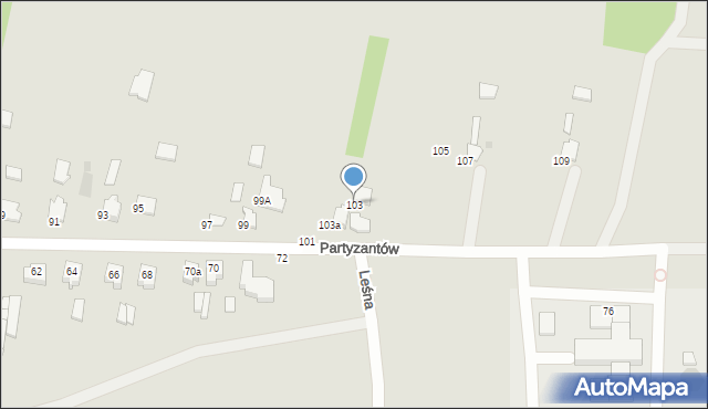 Radzyń Podlaski, Partyzantów, 103, mapa Radzyń Podlaski