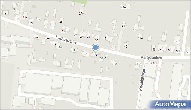 Radzyń Podlaski, Partyzantów, 24, mapa Radzyń Podlaski