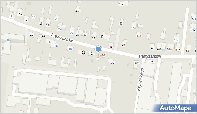 Radzyń Podlaski, Partyzantów, 26, mapa Radzyń Podlaski