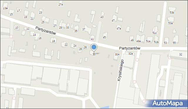 Radzyń Podlaski, Partyzantów, 30, mapa Radzyń Podlaski