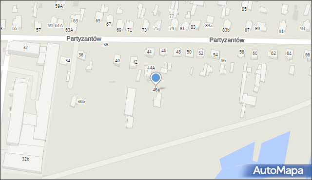 Radzyń Podlaski, Partyzantów, 46a, mapa Radzyń Podlaski