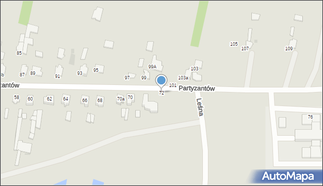 Radzyń Podlaski, Partyzantów, 72, mapa Radzyń Podlaski