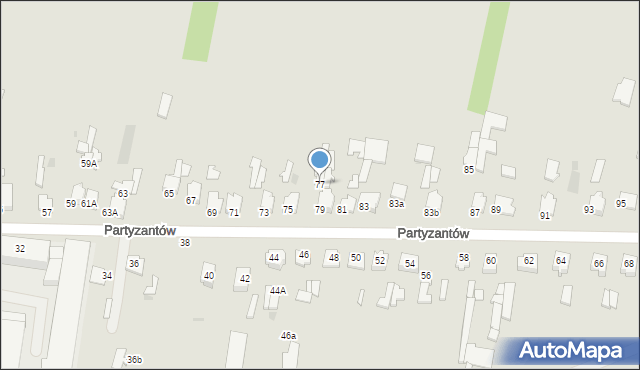 Radzyń Podlaski, Partyzantów, 77, mapa Radzyń Podlaski