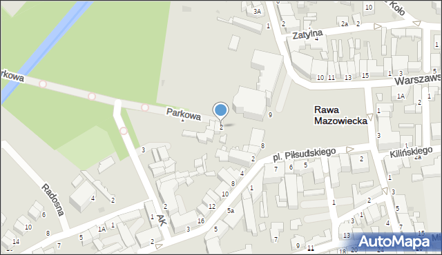 Rawa Mazowiecka, Parkowa, 2, mapa Rawa Mazowiecka