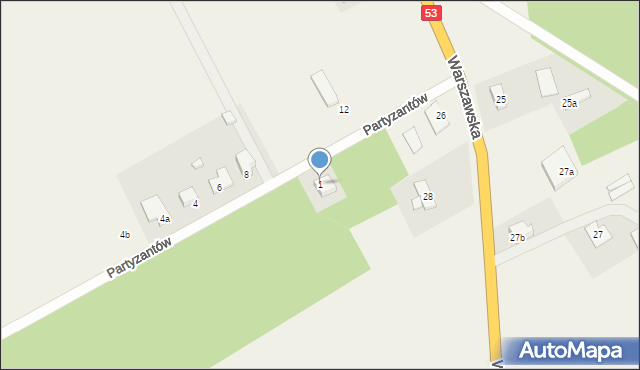 Rozogi, Partyzantów, 1, mapa Rozogi