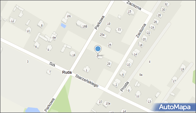 Ruda, Parkowa, 27, mapa Ruda