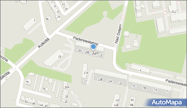 Ruda Śląska, Paderewskiego Ignacego Jana, 15A, mapa Rudy Śląskiej