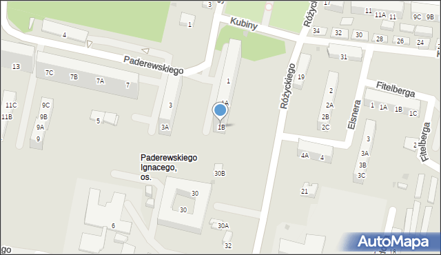 Ruda Śląska, Paderewskiego Ignacego Jana, 1B, mapa Rudy Śląskiej