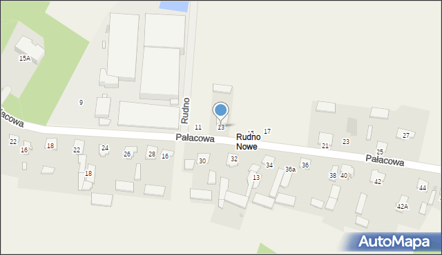 Rudno, Pałacowa, 13, mapa Rudno