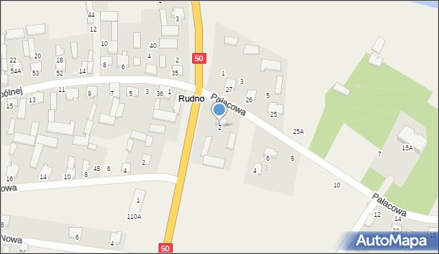 Rudno, Pałacowa, 2, mapa Rudno