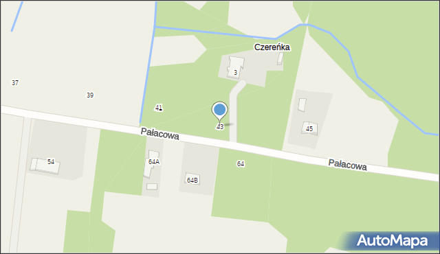 Rudno, Pałacowa, 43, mapa Rudno