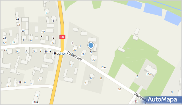 Rudno, Pałacowa, 5, mapa Rudno