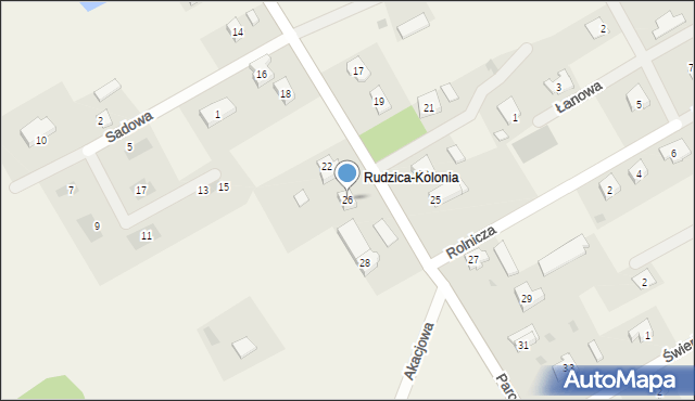 Rudzica, Parcelowa, 26, mapa Rudzica