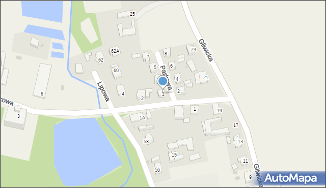 Rudziniec, Parkowa, 1, mapa Rudziniec