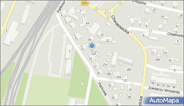 Rybnik, Parkowa, 13, mapa Rybnika