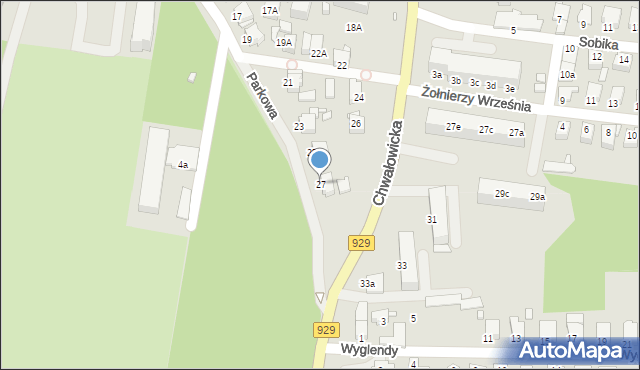 Rybnik, Parkowa, 27, mapa Rybnika