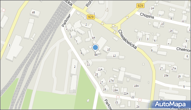 Rybnik, Parkowa, 9A, mapa Rybnika