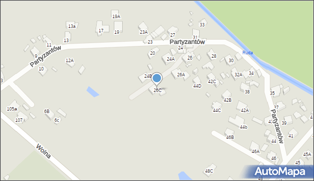 Rybnik, Partyzantów, 26C, mapa Rybnika