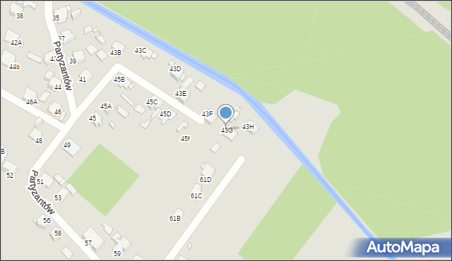 Rybnik, Partyzantów, 43G, mapa Rybnika