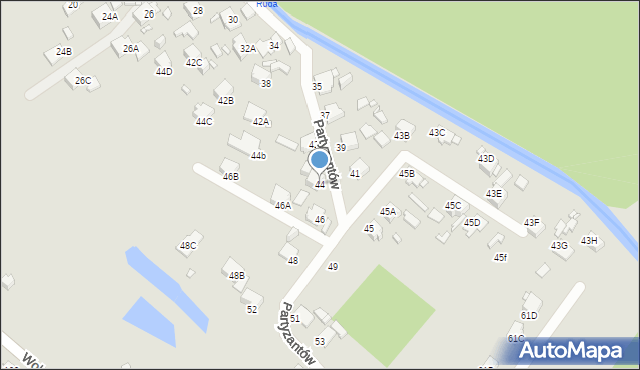 Rybnik, Partyzantów, 44, mapa Rybnika