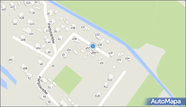 Rybnik, Partyzantów, 45D, mapa Rybnika