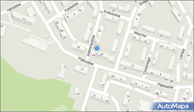 Rybnik, Patriotów, 14B, mapa Rybnika