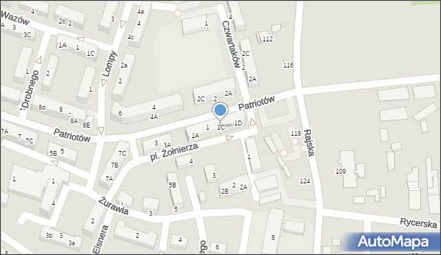 Rybnik, Patriotów, 1C, mapa Rybnika